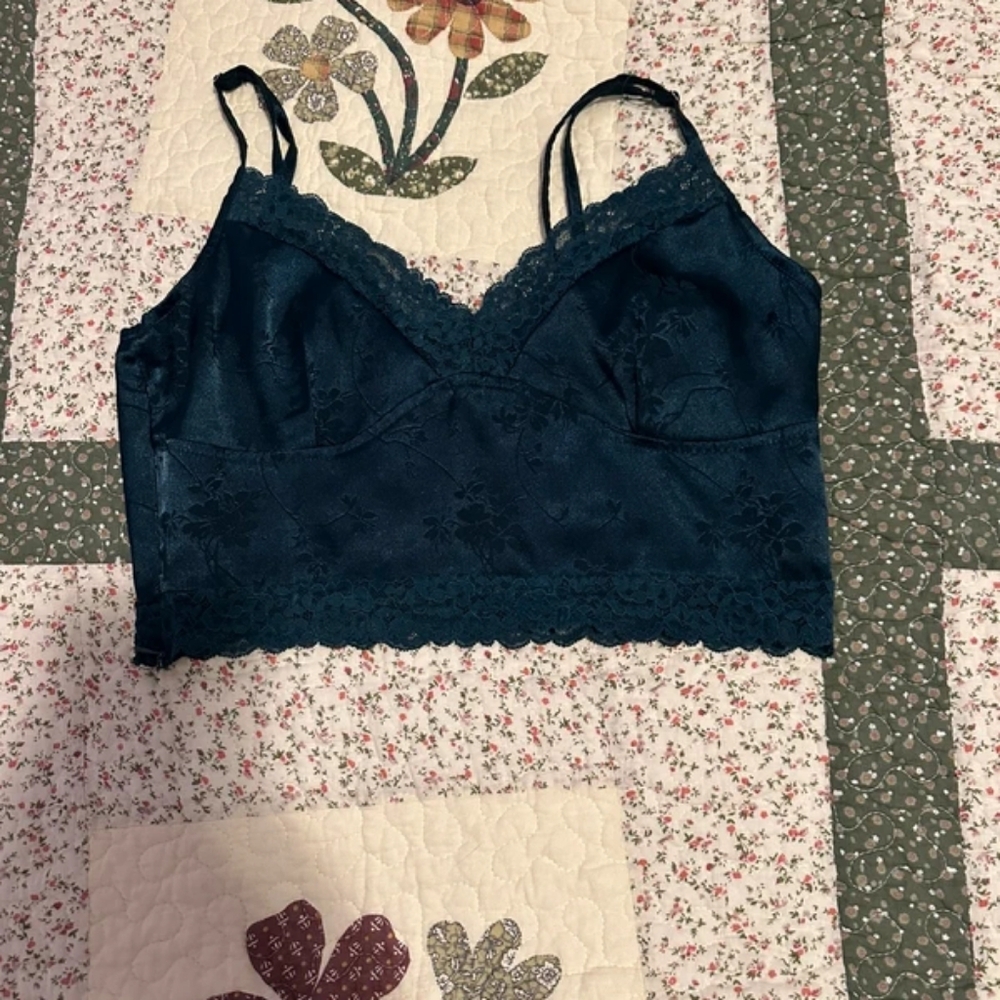 Elegant Lace Bralette in Dark Teal